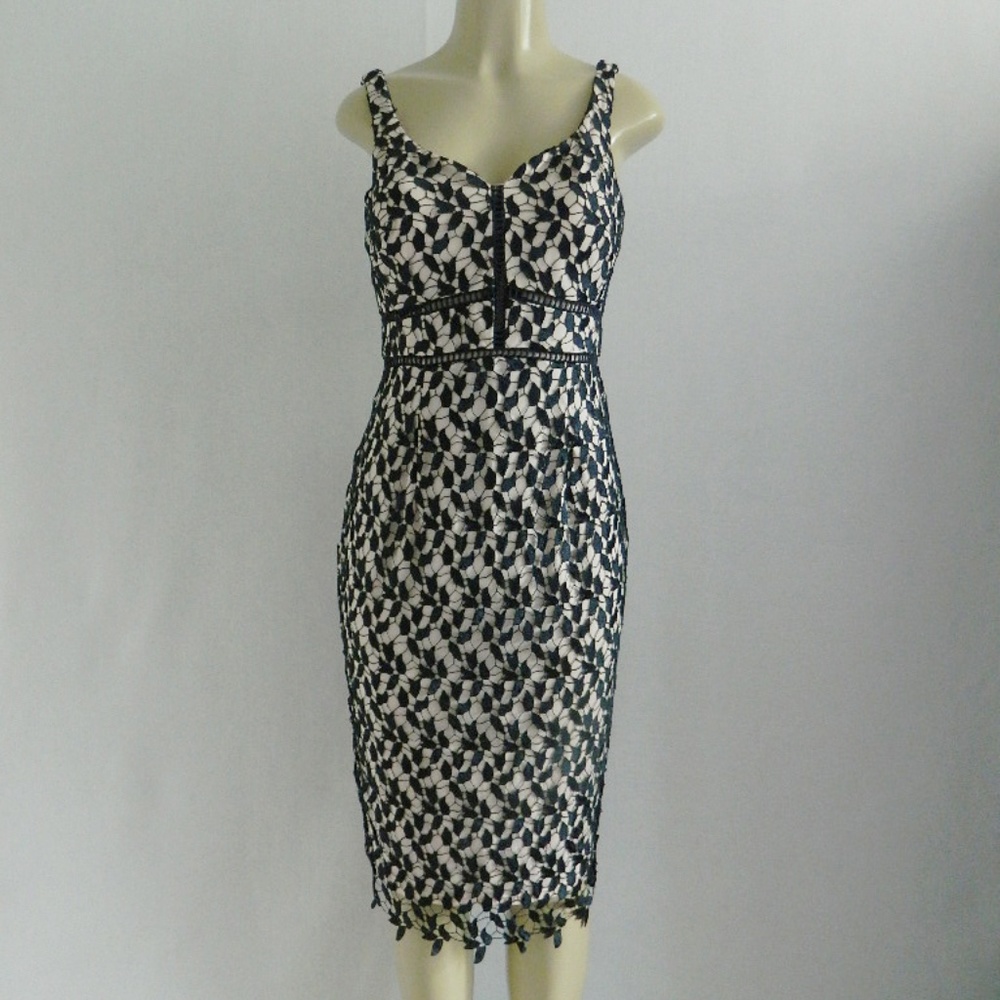 Coast Illusions Lace Navy Blue Sheath Dress - 6